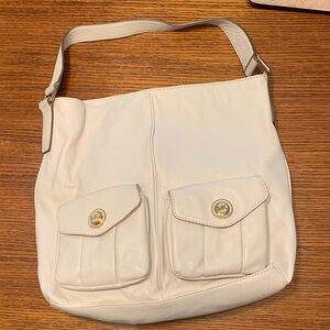 Michael Kors White Shoulder Bag with Gold Accents